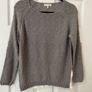 Dark gray popcorn knit sweater.